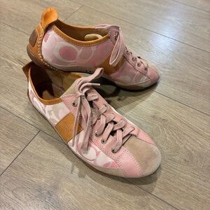 Coach Pink and Tan Women's Casual Sneakers, 9